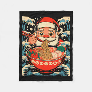 Cobertor De Velo Papai Noel Comendo Macarrão Ramen Natal Japonês