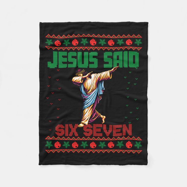 Cobertor De Velo Papai Noel Dabbing Diz Seis Sete 67 Meme Suéter de (Frente)