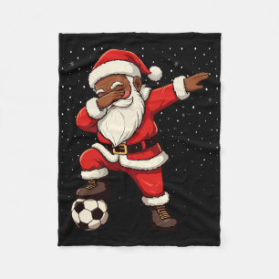 Cobertor De Velo Papai Noel de Futebol Dabbing Natal Afro-Americano