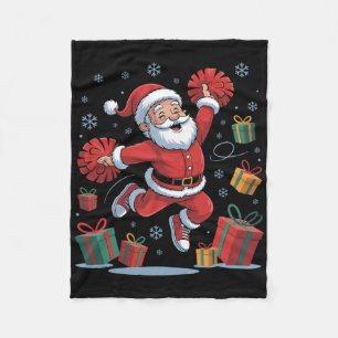 Cobertor De Velo Papai Noel engraçado aplaudindo líder de torcida N