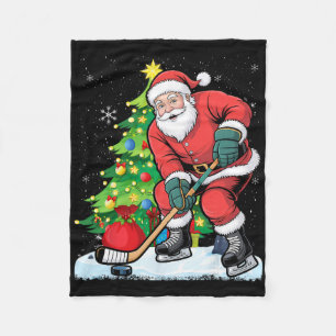 Cobertor De Velo Papai Noel engraçado do Natal de hóquei no gelo pa