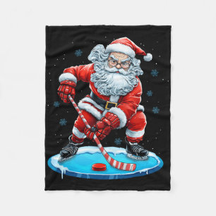 Cobertor De Velo Papai Noel engraçado do Natal jogando hóquei no ge