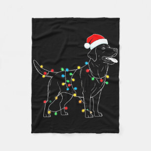 Cobertor De Velo Papai Noel Engraçado Labrador Retriever Luzes de N