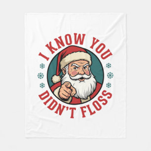 Cobertor De Velo Papai Noel Engraçado Não Usou Fio Dental Dentista 