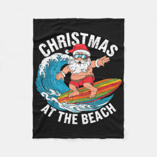 Cobertor De Velo Papai Noel engraçado surfando Natal em julho Xmas