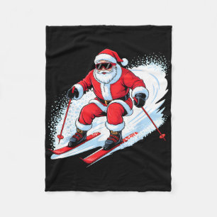 Cobertor De Velo Papai Noel Esquiando Natal Divertido Esquiador Cor