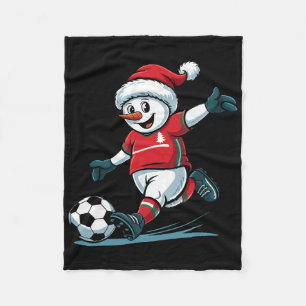 Cobertor De Velo Papai Noel Homem de Neve Jogando Futebol Engraçado