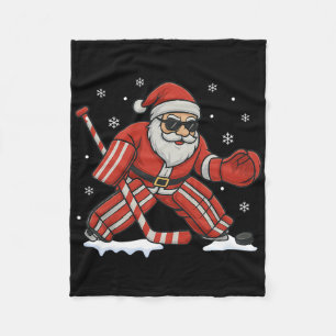 Cobertor De Velo Papai Noel Jogando Hóquei no Gelo Goleiro Natal 