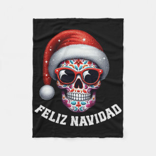 Cobertor De Velo Papai Noel México Caveira Natal Mexicano Feliz Nav