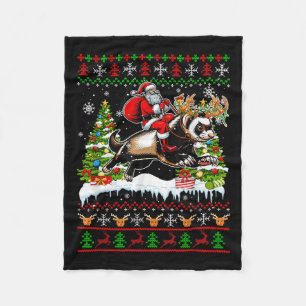 Cobertor De Velo Papai Noel Montado Renas Ferret Natal Família Swea