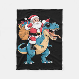 Cobertor De Velo Papai Noel Montando Dinossauro T Rex Natal Meninos