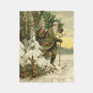Cobertor De Velo Papai Noel Natal Vitoriano Árvore de Natal Vintage