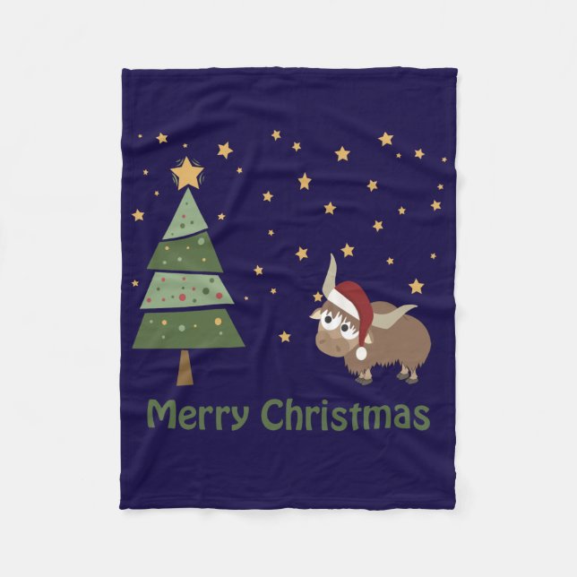 Cobertor De Velo Papai Noel Yak na noite de Natal (Frente)