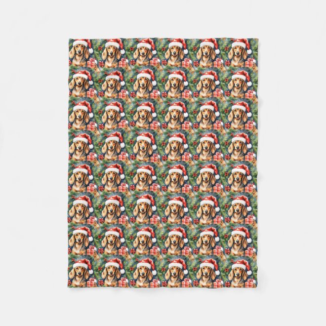 Cobertor De Velo Papais noeis Dachshund e Evergreens: (Frente)