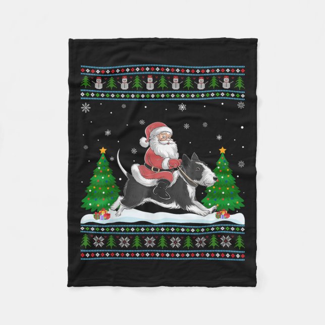 Cobertor De Velo Papais noeis De Árvore Xmas Anexando Cristo de Cão (Frente)