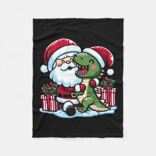 Cobertor De Velo Papais noeis De Natal Abraçando Dinossauro T Rex E