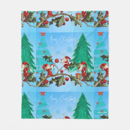 Cobertor De Velo Papais noeis e elfos se preparando