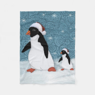 Cobertor De Velo Papais noeis Pinguins Fleece Blanket