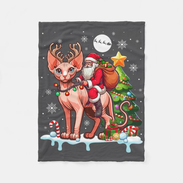 Cobertor De Velo Papais noeis Que Andam Rebelde Sphynx Cat Xmas Tre (Frente)