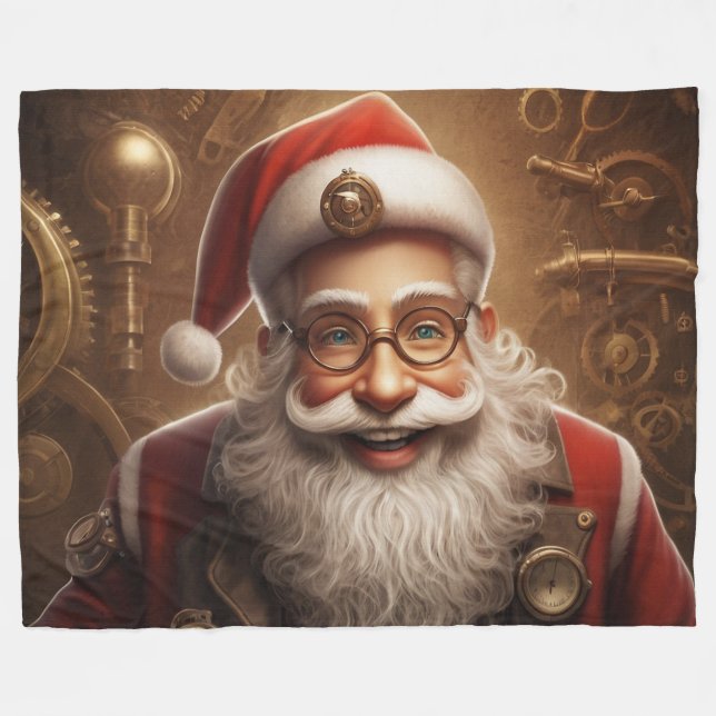 Cobertor De Velo Papais noeis Steampunk Natal (Frente (Horizontal))