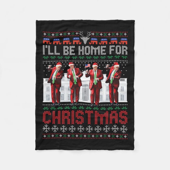 Cobertor De Velo Papais noeis Trump Dance Estarei Em Casa Para O Na (Frente)