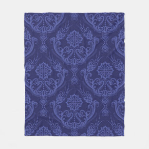 Cobertor De Velo Papel de parede floral azul luxuoso do damasco
