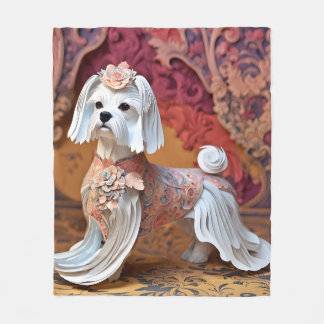 Cobertor De Velo Papel Rococo Maltês Pastel Cores