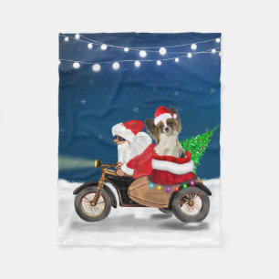 Cobertor De Velo Papillon Dog Natal Papai Noel