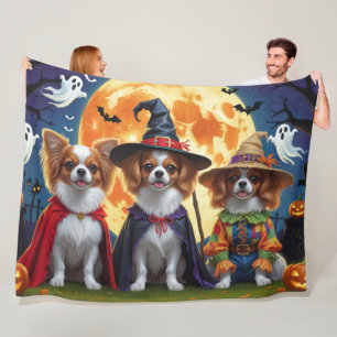 Cobertor De Velo Papillon Dogs Pumpkin Halloween Engraçado