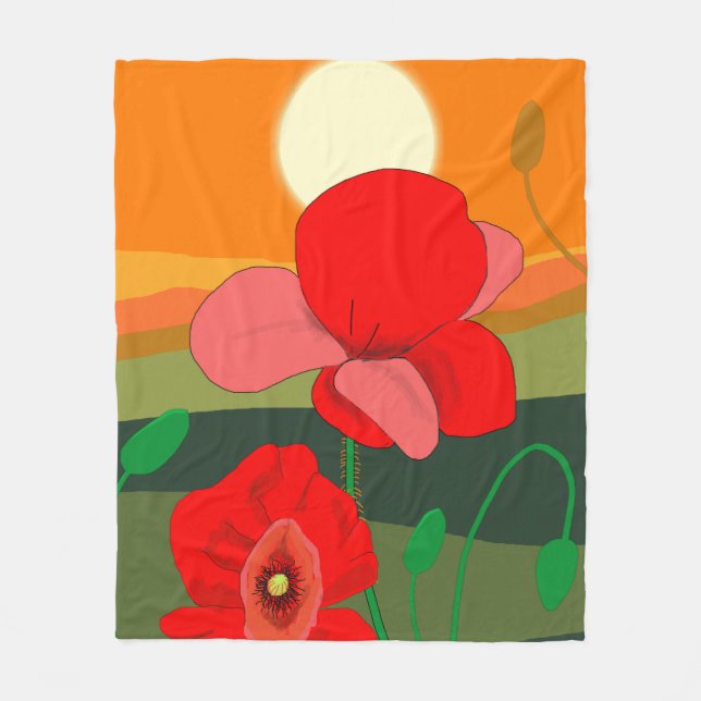 Cobertor De Velo Papoila no pôr do sol (Frente)