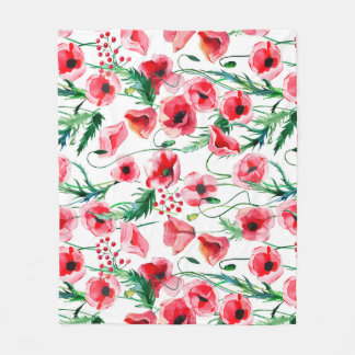 Cobertor De Velo Papoilas vermelhas: ilustração floral de aquarela