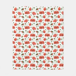 Cobertor De Velo Papoula Vermelha Aquarela Flor Silvestre