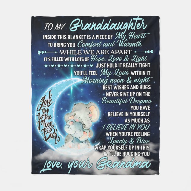 Cobertor De Velo Para a minha neta Elefante Noite, Ideia do present (Frente)