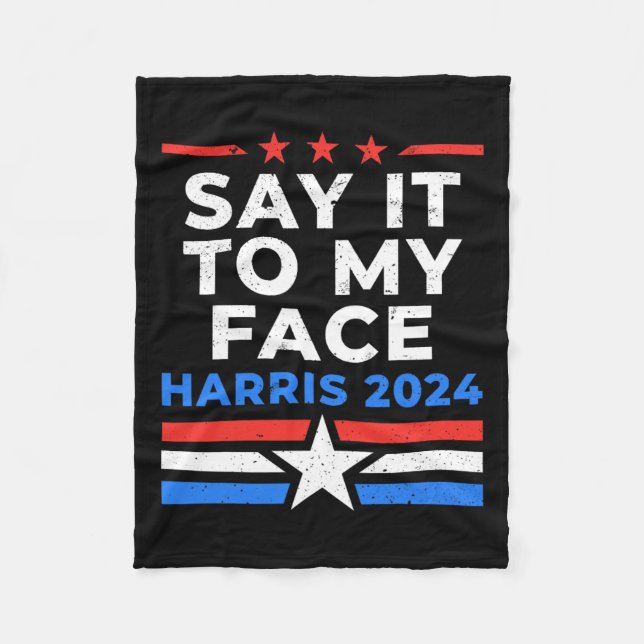 Cobertor De Velo Para Minha Cara Senhora Gato Votando Harris Walz (Frente)