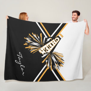 Cobertor De Velo Para um Cheerleader 📣 - Branco, Dourado e Preto