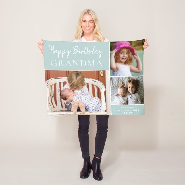 Cobertor De Velo Parabéns Vovó Foto Collage Aqua (In Situ)