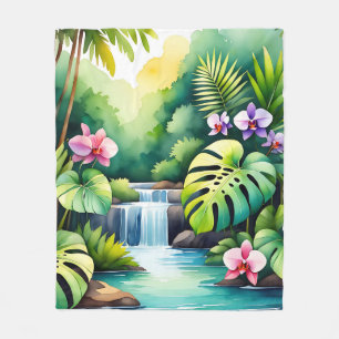 Cobertor De Velo Paraíso de Orquídeas da Cachoeira da Selva Tropica