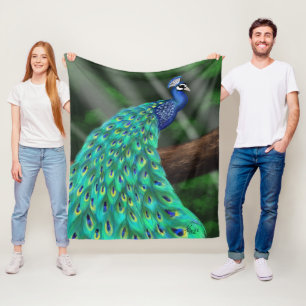 Cobertor De Velo Parcela Majestosa: Encantando Pavão na Floresta