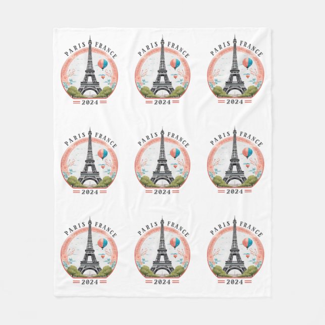 Cobertor De Velo Paris França 2024 Fleece Blankets, Torre Eiffel (Frente)