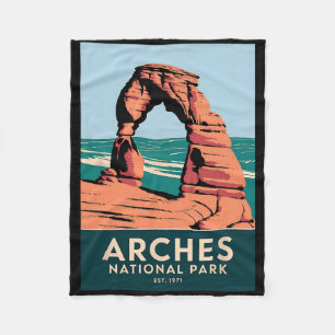 Cobertor De Velo Parque Nacional Arches Vintage Acampamento Caminha