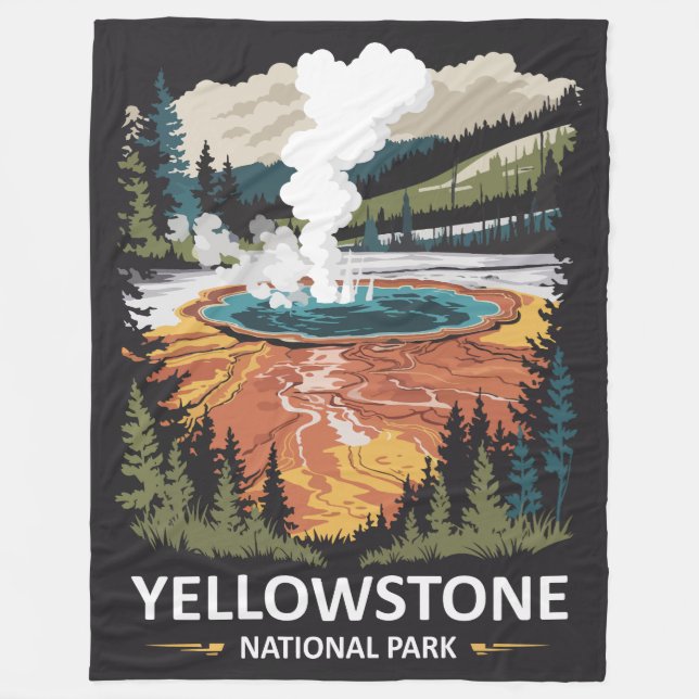 Cobertor De Velo Parque Nacional de Yellowstone Fonte Termal (Frente)