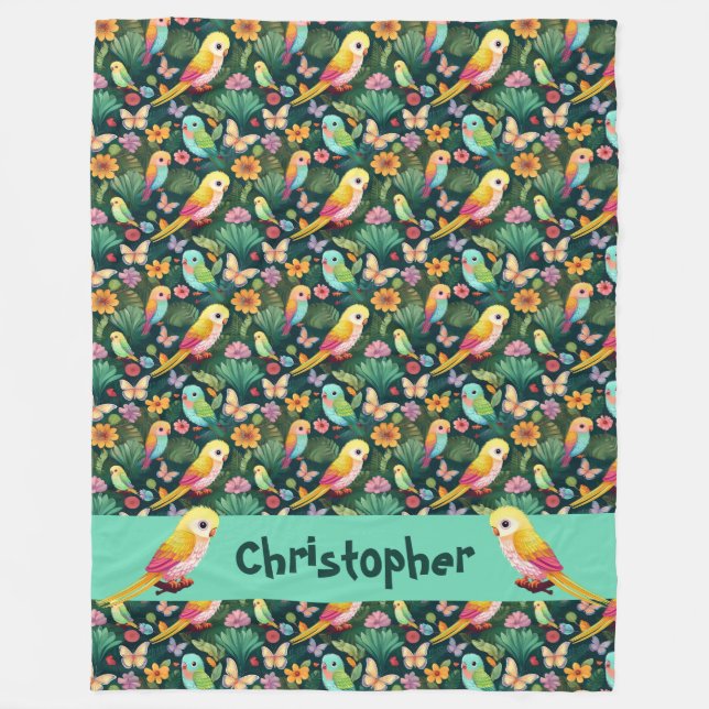 Cobertor De Velo Parrot Playground Personalizado (Frente)