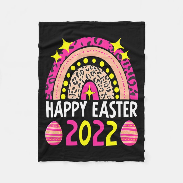 Cobertor De Velo Páscoa 2022 arco-íris fofo feliz páscoa 2022 mulhe (Frente)
