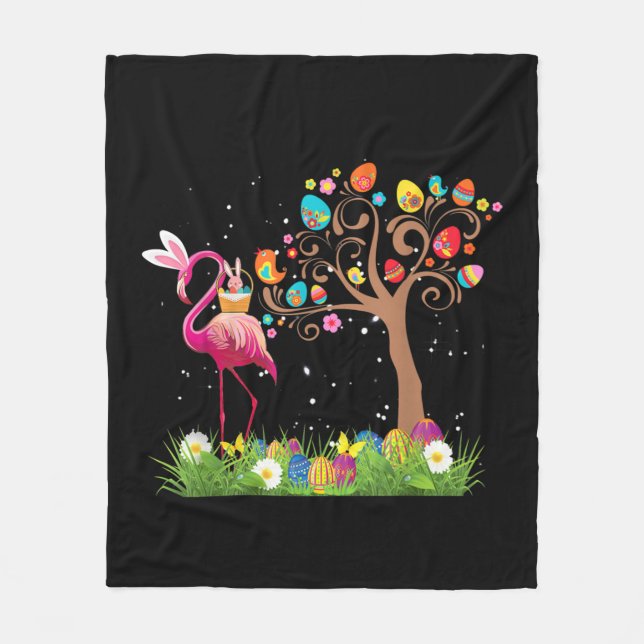 Cobertor De Velo Páscoa Bunny Flamingo 2021 | Amantes Flamingo Cujo (Frente)