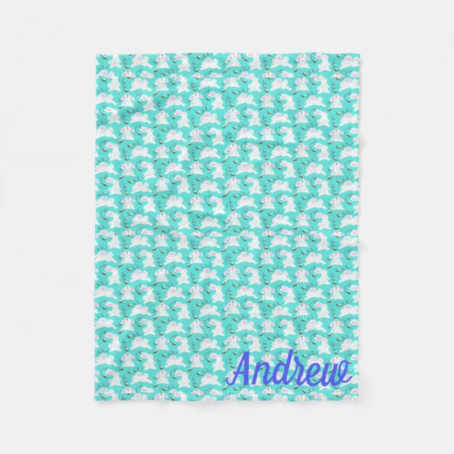 Cobertor De Velo Páscoa Bunny Fleece Blanket para cadeira de rodas (Frente)