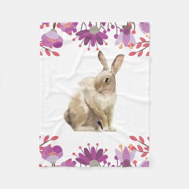 Cobertor De Velo Páscoa Bunny Purple Floral (Frente)