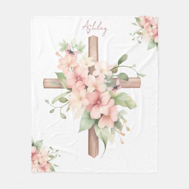 Cobertor De Velo Páscoa de Aquarelas Personalizada (Frente)