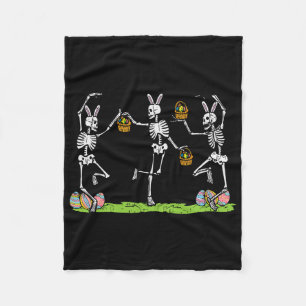 Cobertor De Velo Páscoa Skeletons Dançando Ossos Coelhinhos Engraça