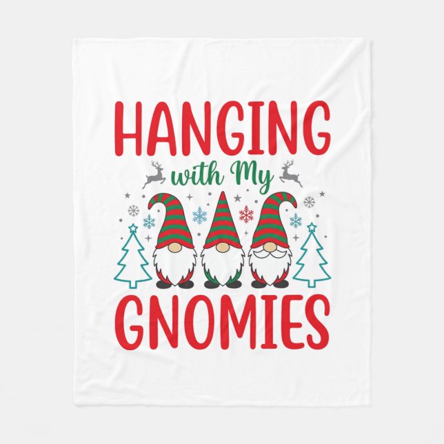 Cobertor De Velo Passando o Natal com Meus Gnomos (Frente)
