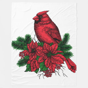 Cobertor De Velo Pássaro cardeal, ilustração de Natal